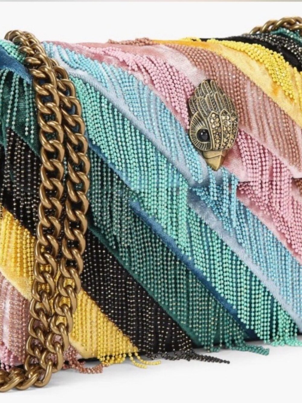 Kurt Geiger Kensington Structured Mini Crossbody Bag Multicolor Fringes NWT